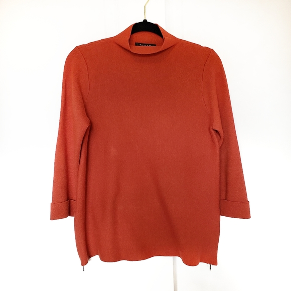 Tahari Mock Neck Side Zipper Sweater 